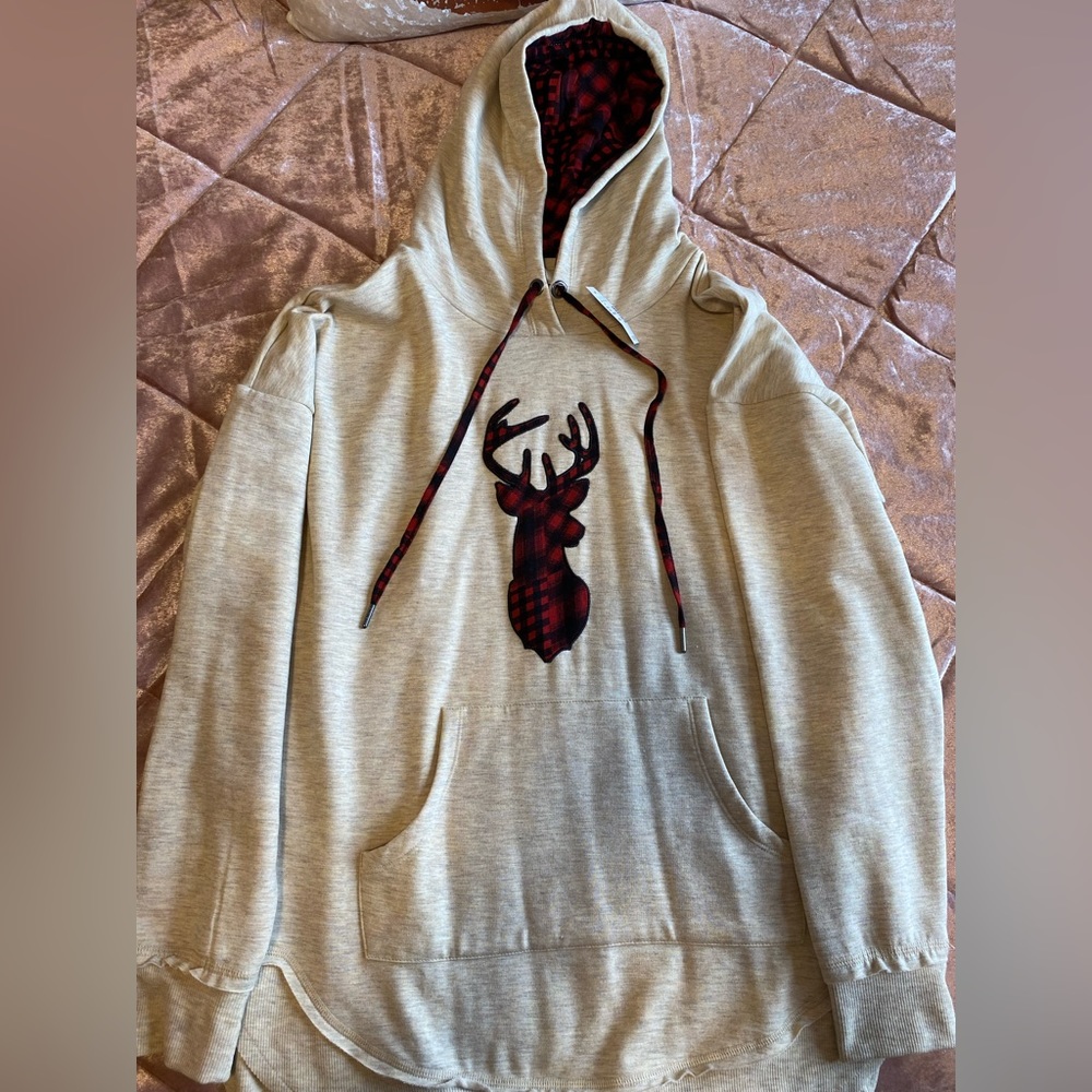 Buffalo plaid reindeer Christmas hoodie